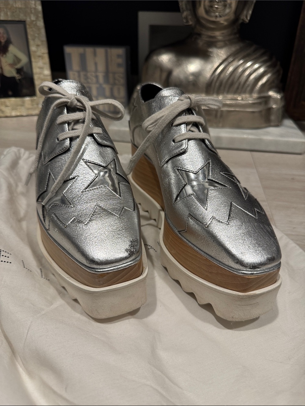 Stella McCartney Silver Metallic Star Lace-Up Shoes